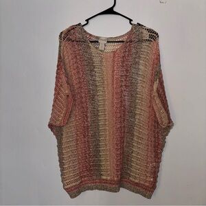 Chico's Colorful Open-Knit Dolman Sleeve Sweater Space Dye Large